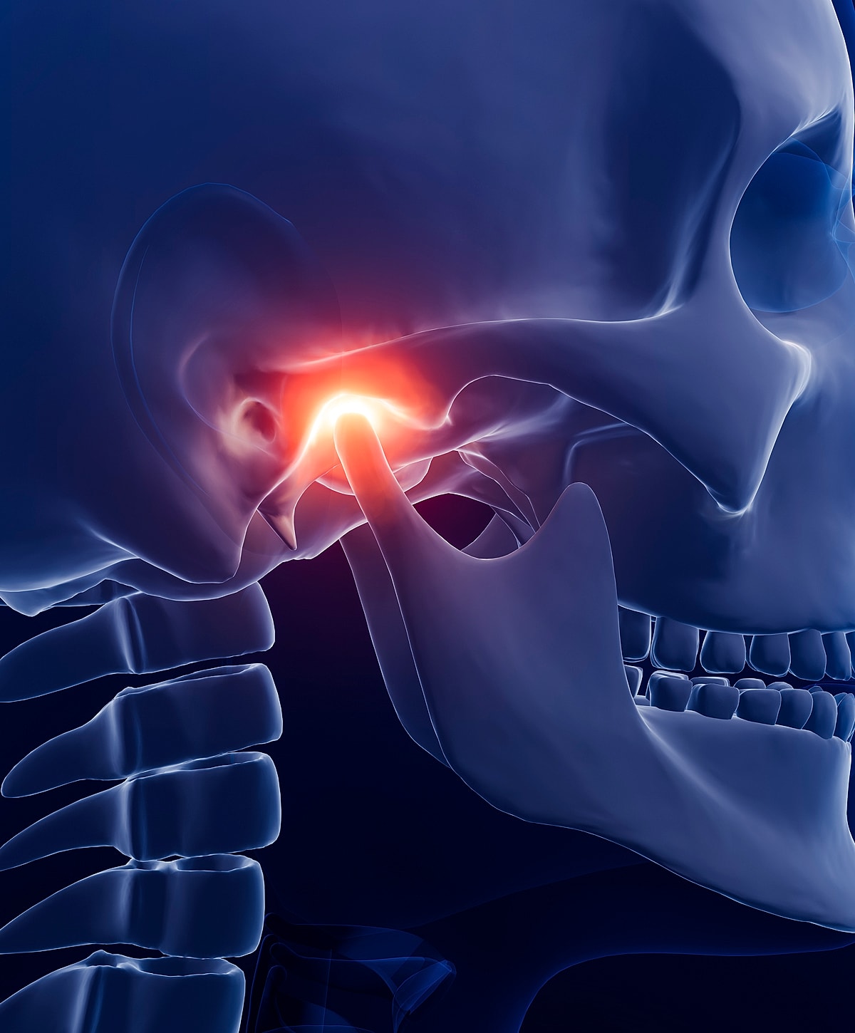 Ear anatomy with highlighted pain area.